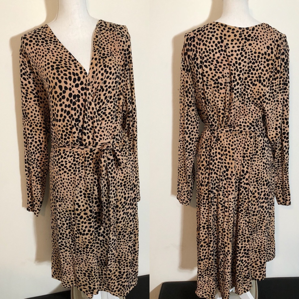 Ava & Viv Wrap Dress Cheetah Leopard Size X2